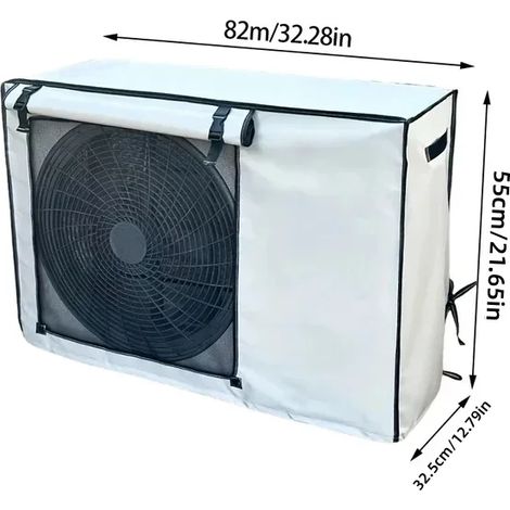 (82x55x32,5cm) Couvercle de moteur de climatiseur extérieur, fixé par des clips, résistant à la neige et au vent. (1/5)