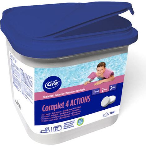 Cloro 4 acciones pastillas 250 gr. sin cobre. 5 Kg. GRE 76012