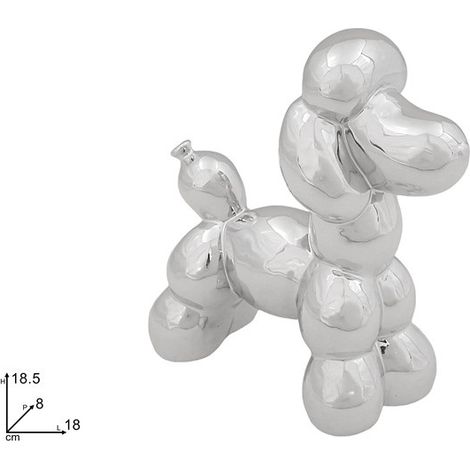 Decorazione Casa in Ceramica Cane Palloncino Silver 18 x 8 x 18,5 cm (1/2)