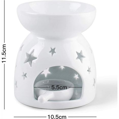 Diffuseur d'huile d'aromathérapie creux en céramique - motif étoilé, 10.511.5cm, blanc, 1pc (1/4)