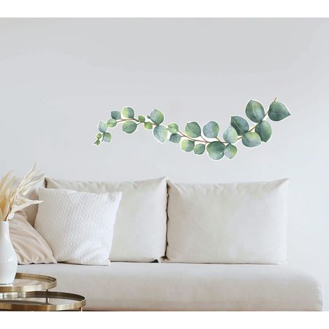 Sticker décoratif, illustration de branche d'eucalyptus dans un style aquarel, 68 cm X 24 cm