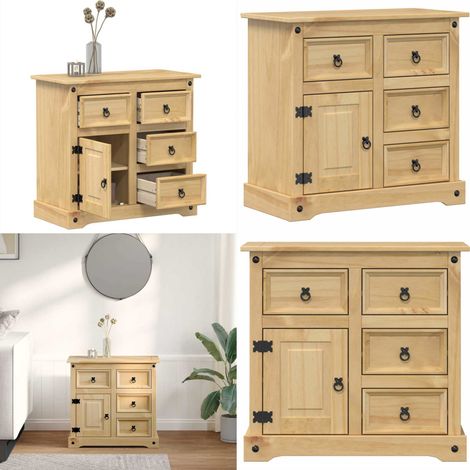 Credenza Corona 87x40x76 cm in Legno Massello di Pino - Credenza da cucina - Credenza per soggiorno