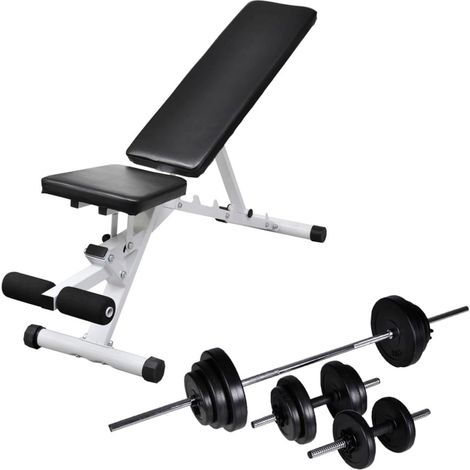 Banco de entrenamiento con juego de mancuernas y discos de pesas (30,5 kg) 020000053 (1/5)