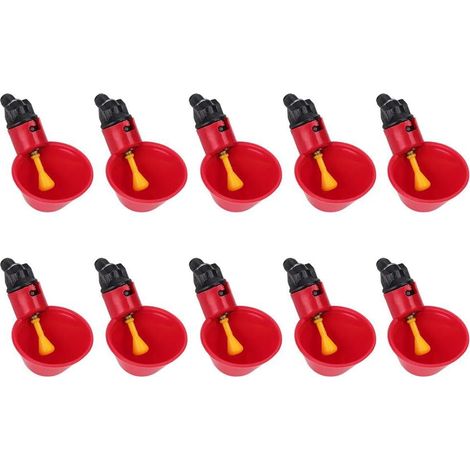 10 Pcs Poulet Buveur Automatique Abreuvoir Bol d'eau Potable Outil Cage Accessoires Caille Oiseau Rouge Pot À Boisson Abreuvoir À Poulet (1/5)