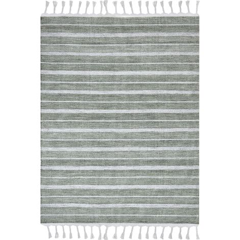 Tappeto in tessuto sintetico a righe verde 160 x 230 cm Bademli