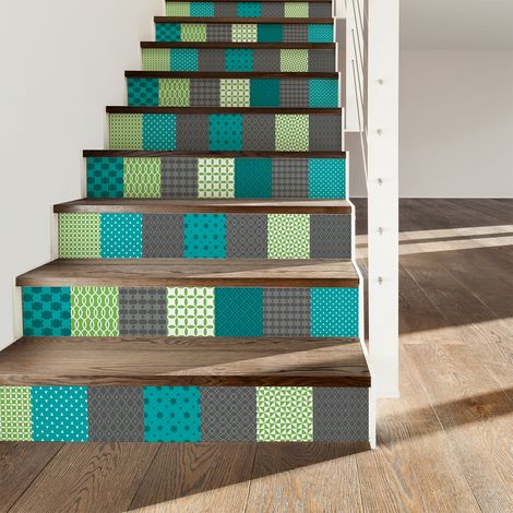 Stickers adhésifs escalier carrelages contremarche - WALDEMAR - 2 bandes de 15x105cm (1/3)