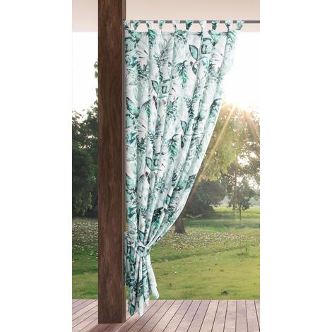 Rideau Extérieur avec Onglet en Haut - 1 pc. Rideau Imperméable, Coupe-Vent, Rideau pour Pergola, Gazebo, Terrasse, Pavillon, 155x200 cm, Imprimé Vert (1/5)