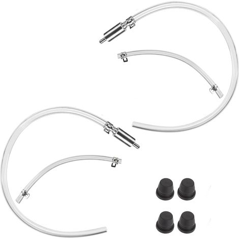 Set di 2 kit completi per lo spurgo dei freni, con tubo trasparente, valvola di non ritorno in alluminio argentato e tappo a tenuta stagna, kit universale per lo spurgo dei freni di auto e moto. (1/5)