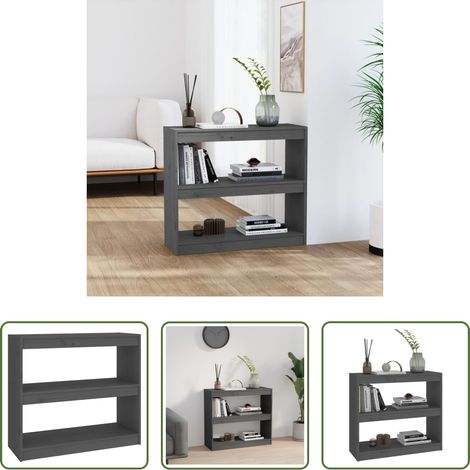 Étagère livres - Bibliothèque/Séparateur de pièce Gris 80x30x71,5 cm Pin massif (1/5)