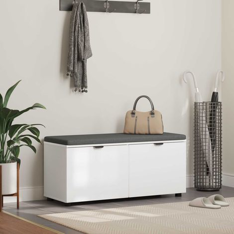 vidaXL Banc d'entrée Blanc 100 x 38 x 46 cm Bois Ingénierie et Tissu