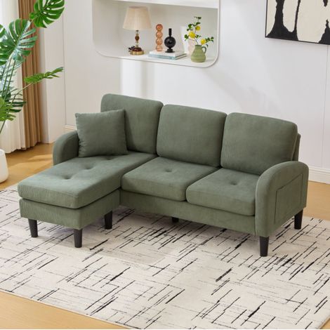 Sofá esquinero modular 166x118x77 cm en tejido verde para salón y oficina FloraGrace (1/5)