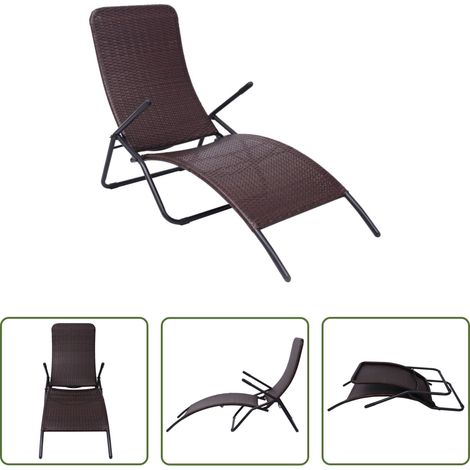 Gartenliege - Sonnenliege Klappbar Poly Rattan Brown (1/5)