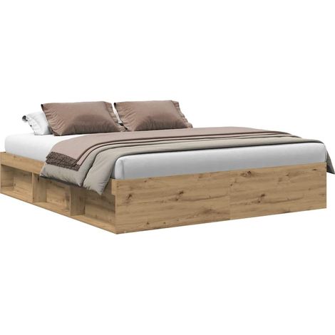 Bed Frame without Mattress Artisan Oak 200x200cm Engineered Wood vidaXL (1/5)