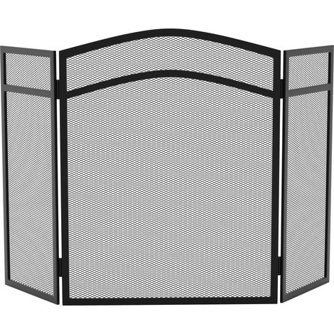 Milton 3 Panel Fire Guard Fireplace Screen Fence, Black (1/5)