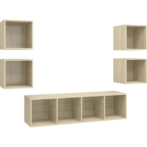 Maison Exclusive - 5-tlg. TV-Schrank-Set Sonoma-Eiche Holzwerksto