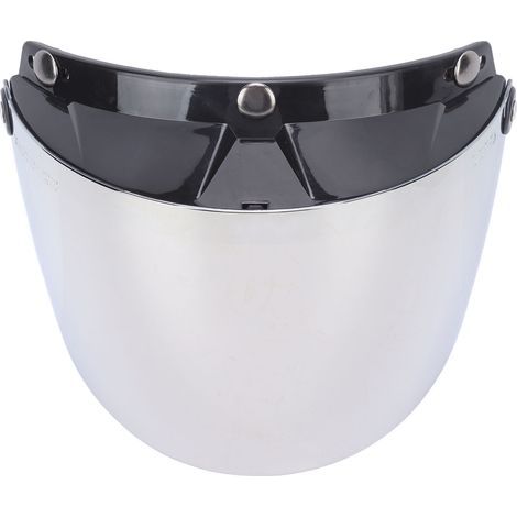 Lentille de casque de moto, bouton métallique, Protection UV amovible, visière de moto réglable, argent