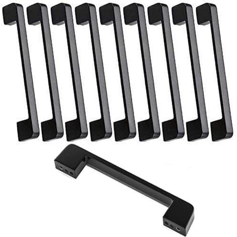 Poignées de meuble cuisine noires entraxe 160mm, poignée barre pour armoire, lot de 10 (1/5)