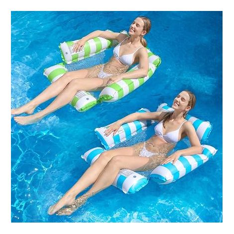 Hamac Gonflable Piscine Bouée Piscine Adulte avec Filet Fauteuil Flottant et Matelas Piscine Gonflable Chaise Longue Flottante pour Adultes et Enfants Plage Piscine Vacances 120 cm (1/4)