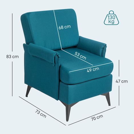 Un fauteuil en tissu respirant aspect lin (avec accoudoirs enroulables), 70x73x83cm, vert. (1/5)