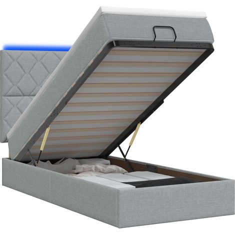 Maison Exclusive - Lit coffre avec matelas et LED Gris clair 100 x 200 cm Tissu (1/5)