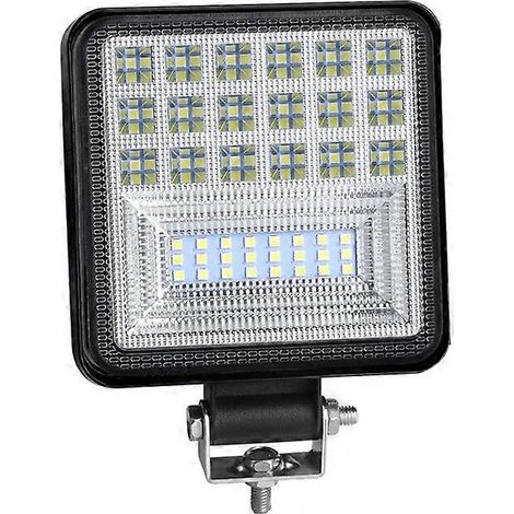 Barre lumineuse de travail LED 72 W 24 barres carrées et rondes, projecteur DRL, pour voiture 4x4, SUV tout-terrain, VTT, camion, excavatrice, blanc ambre, 1x lampe de travail 126 W (.123) (1/5)
