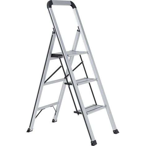 Slimline Aluminium Step Ladder Wolf 3 Step 150kg Max Load 50mm Depth