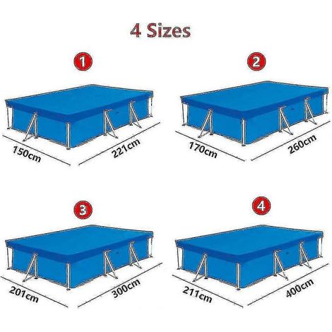 Couverture rectangulaire pour piscine hors-sol gonflable familiale, 260 x 160 cm, imperméable et résistante à la poussière. (1/2)
