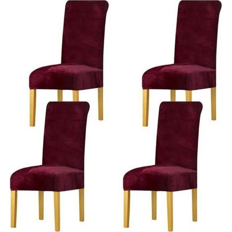 Stretch velvet chair cover with elastic for a sleek, snug fit.
