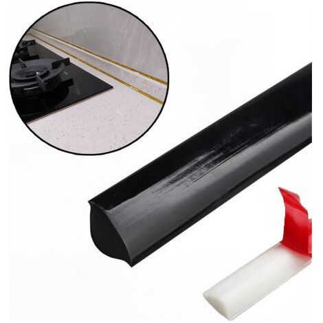 FENOPLASTICABandes décoratives autocollantes de 5 m, imperméables, à monter soi-même, adaptées aux bords des murs, bandes de calfeutrage d'angle (8 mm, noir) (1/5)