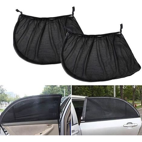 noir - Protection UV pour vitres arrière de voiture, 2 pièces, pare soleil, rideau en maille, accessoires aut (1/4)
