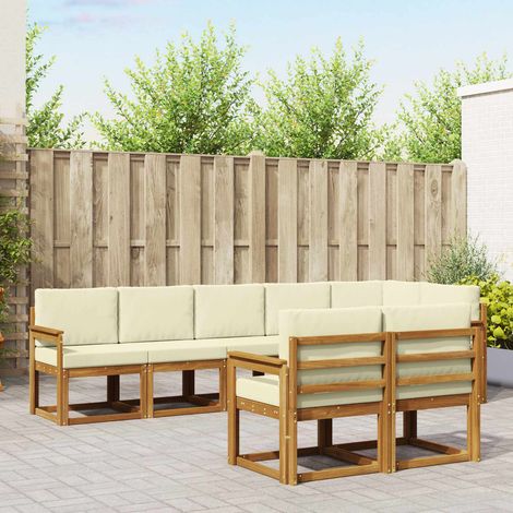 vidaXL Outdoor-Sofagarnitur mit Kissen 8 pcs Natur und Creme (1/5)