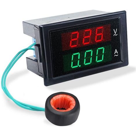 Voltmètre Ampèremètre Numérique AC 80-300V 0-100A Tension Courant Metre Volt Amp Afficheur Voltmètre Ampérage Multimètre 2 en 1 avec Transformateur de Courant