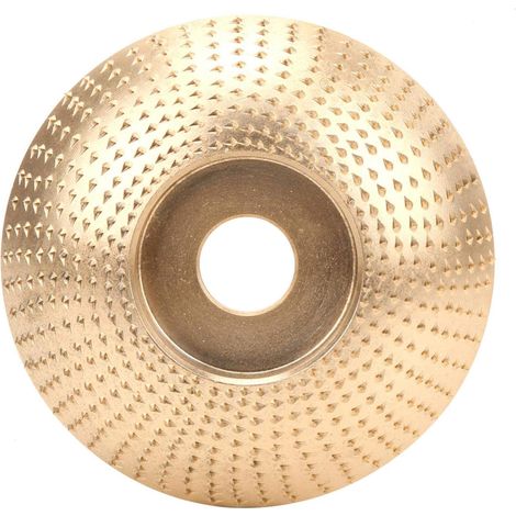 Disque à sculpter le bois pour meuleuse d'angle - pour façonner, meuler et couper, ouverture de 16 mm, 1 pièce, doré, incurvé. (1/5)