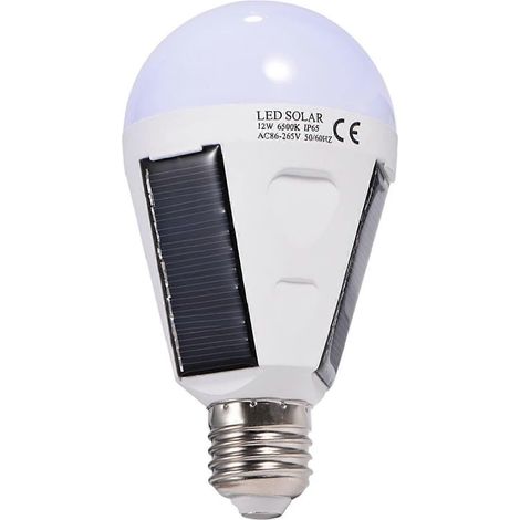 12W Solar-LED-Lampe, wiederaufladbar, Notbeleuchtung, E27-Sockel, IP65 wasserdicht, für Camping