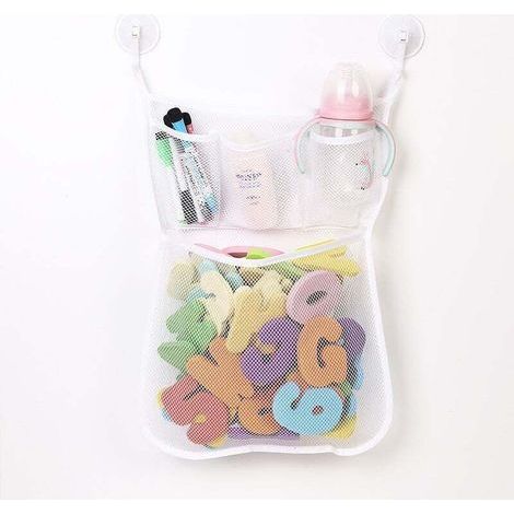 Pair Filet de Rangement Salle de Bain Jouet de Stockage Sac à Jouet du Bain avec 2 Crochets Robustes Auto-Adhésifs 3245cm