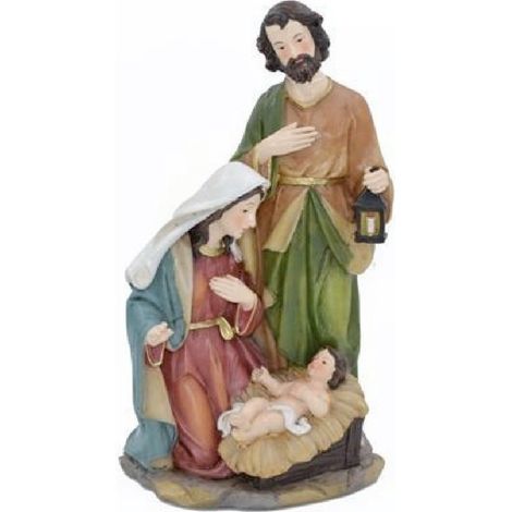 TrAdE Shop Traesio - Presepe Natività In Resina Scenario Sacra Famiglia Decorazioni Natalizie -