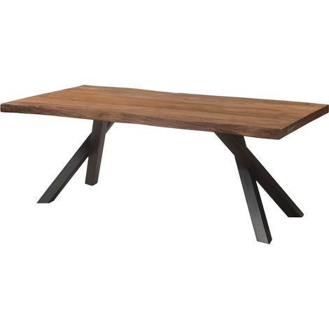 Table à Manger en bois de Sheesham 260x100x76 gris teinté / pieds en A anthracite matte FREEFORM 5