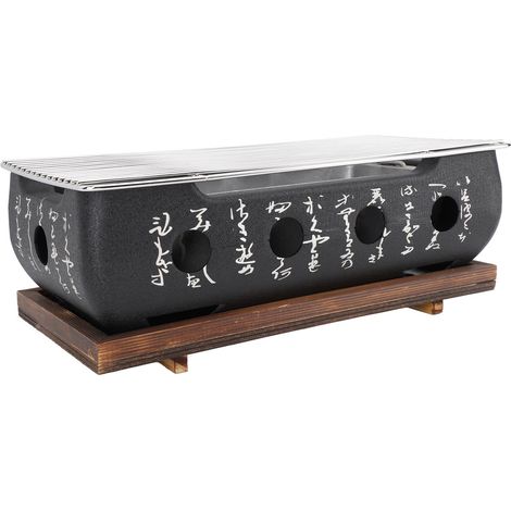 Grille de barbecue japonaise en aluminium, poêle à charbon rectangulaire, chauffe rapide, base en grillage, pour camping, taille XL (1/5)