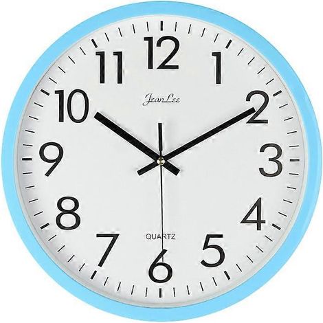Horloge murale minimaliste de 25 cm (10 pouces) pour la maison, silencieuse et créative, sans pile (bleue) (1/5)