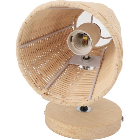Applique murale rétro E26, abat-jour en rotin naturel tissé, style rustique, pour chambre, couloir, salon, prise US 110V (1/5)