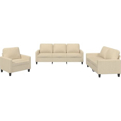 Maison Exclusive - Set di Divani 3 pz con Cuscini Crema in Tessuto