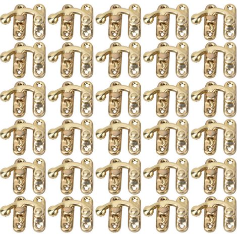 30 Crochets à Loquet Vintage en Fer pour Boîtes à Bijoux et Cadeaux - 3,2 x 2,8 cm - Jaune - Modèle à Loquet Gauche (1/5)