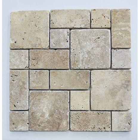 Mosaico - ALBEDO PIERRE - AL-1073K - Travertino Invecchiato Avorio Scuro - 30,5x30,5 cm - Interno