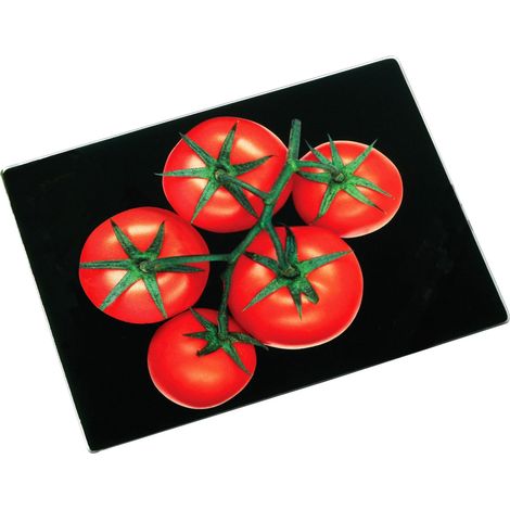 Planche à Découper en Verre Noir/Tomates