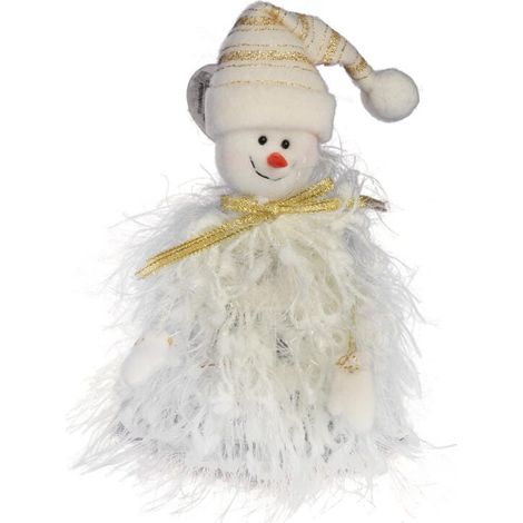 Ciondolo natalizio a forma di pupazzo di neve con piume, 12 cm (1/2)