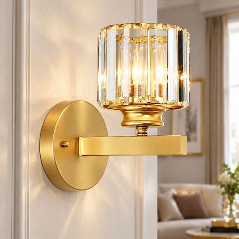 Lampada da parete in cristallo dorato, design moderno e lussuoso, apparecchio di illuminazione a LED 3000K per soggiorno, scale, corridoio, camera da letto, hotel (1/4)