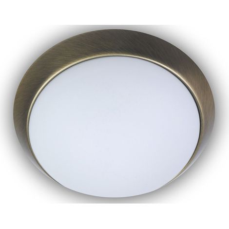 LED Deckenleuchte / Deckenschale, Opalglas matt, Dekorring Altmessing, Ø 40cm (1/4)