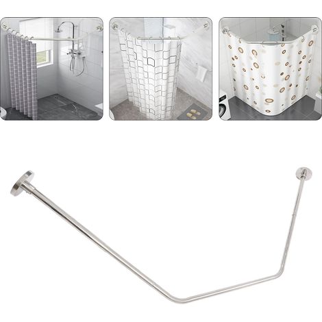 Bastone per tenda da doccia con fori, senza fori. Estensibile, in acciaio inox 304. Bastone per tenda da doccia angolare, per vasca da bagno. Forma a diamante. Estensibile. Gamma di misure: 45-75 cm.
