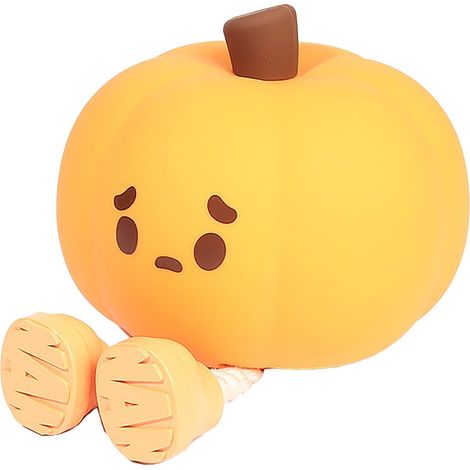 Lampe Nocturne Citrouille - À Réglage Tactile - Rechargeable USB - Pour Chambre À Coucher Et Bureau - Orange - 12 x 11 x 9 cm - 1 Pièce (1/5)