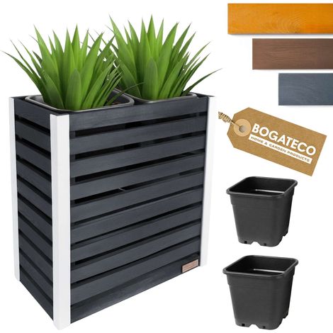 Jardinière Bois Bogateco 82x68x36 cm avec Bac Anthracite (1/5)